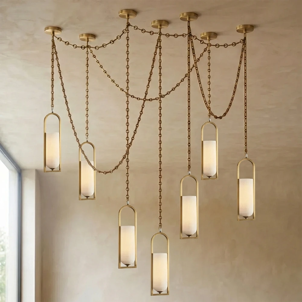 Alabaster Melange Small Chain Chandelier 17