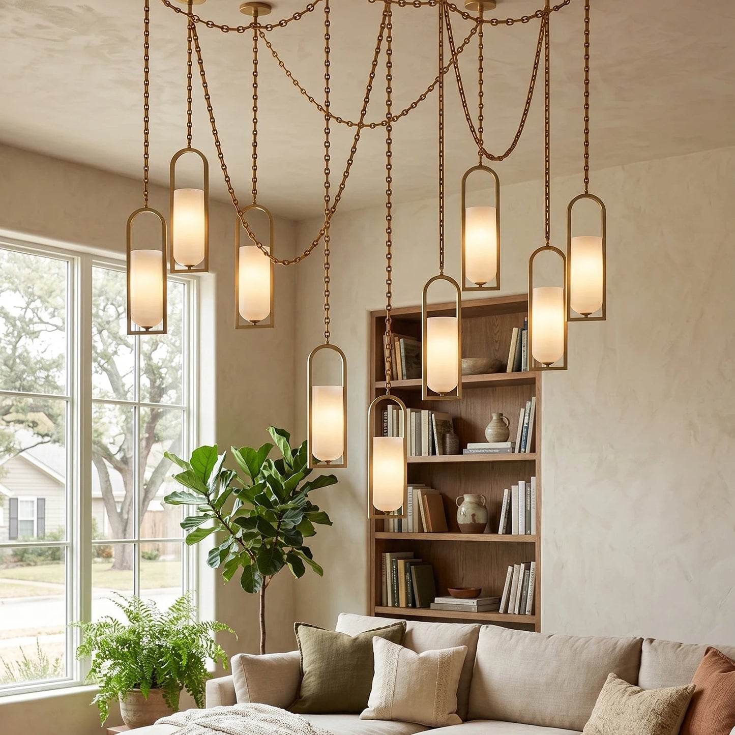 Alabaster Melange Small Chain Chandelier 8