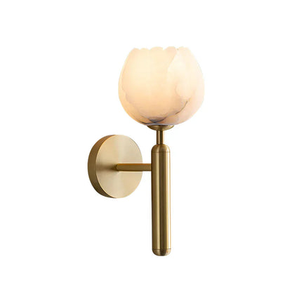 Royelux Alabaster Brass Wall Sconce Light with LED Compatibility