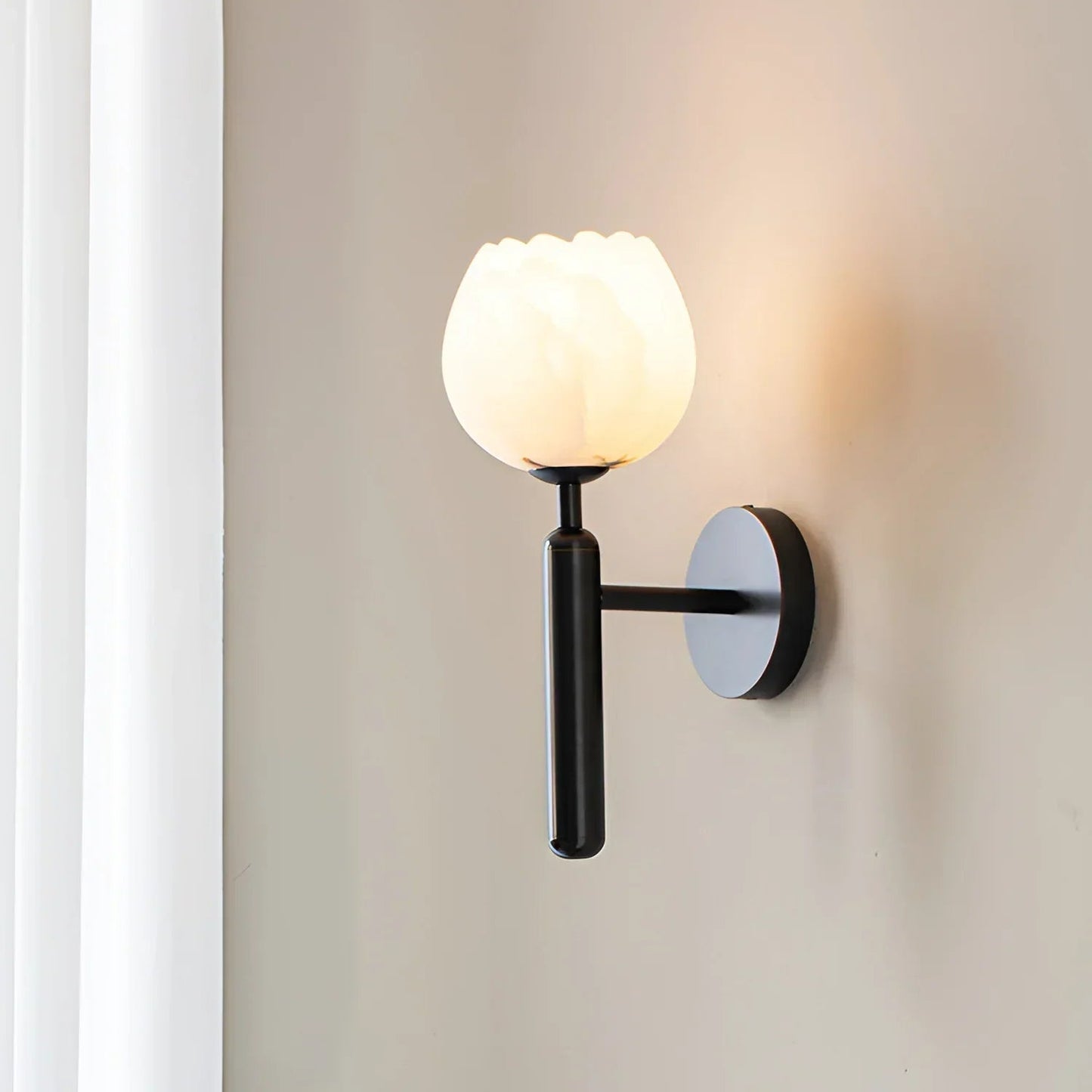 Royelux Alabaster Brass Wall Sconce Light with LED Compatibility