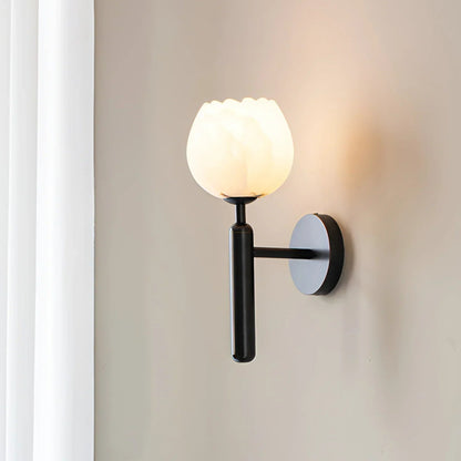 Royelux Alabaster Brass Wall Sconce Light with LED Compatibility
