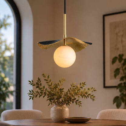Alabaster Montera Brass Pendant Light
