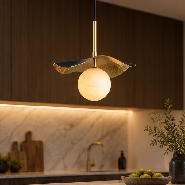 Alabaster Montera Brass Pendant Light