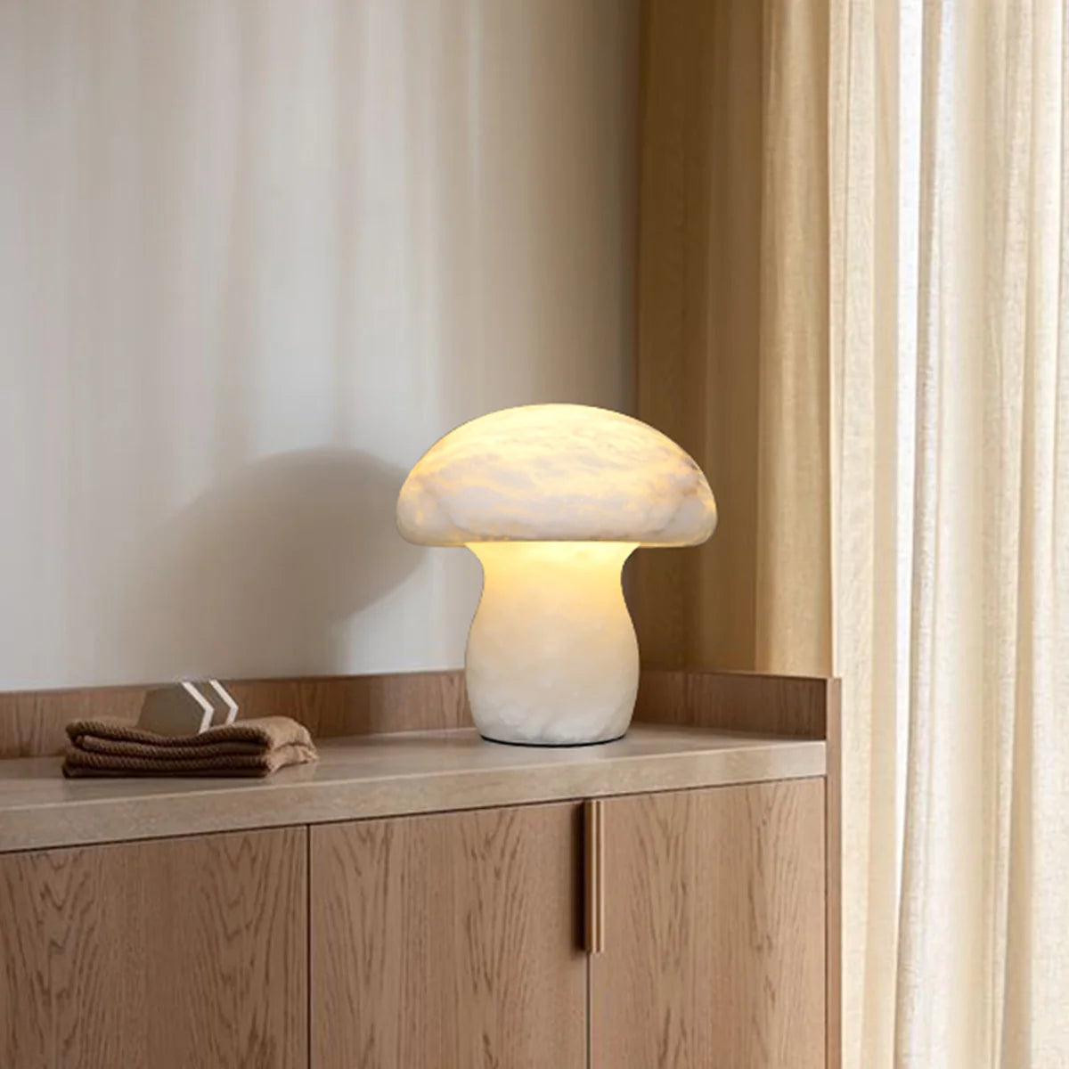 RoyaleGlow Rechargeable Alabaster Mushroom Lamp - Cordless & Dimmable LED Table Light