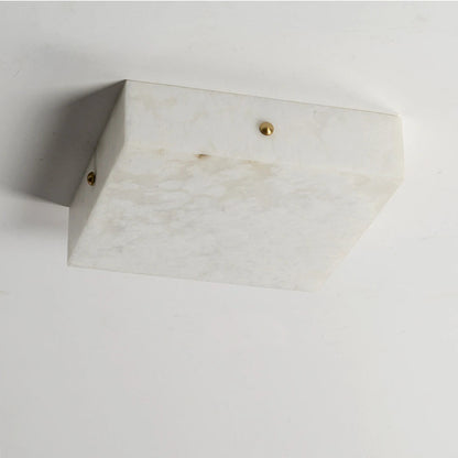 RoyaleGlow Alabaster Square Flush Mount Ceiling Light with Brass Accents