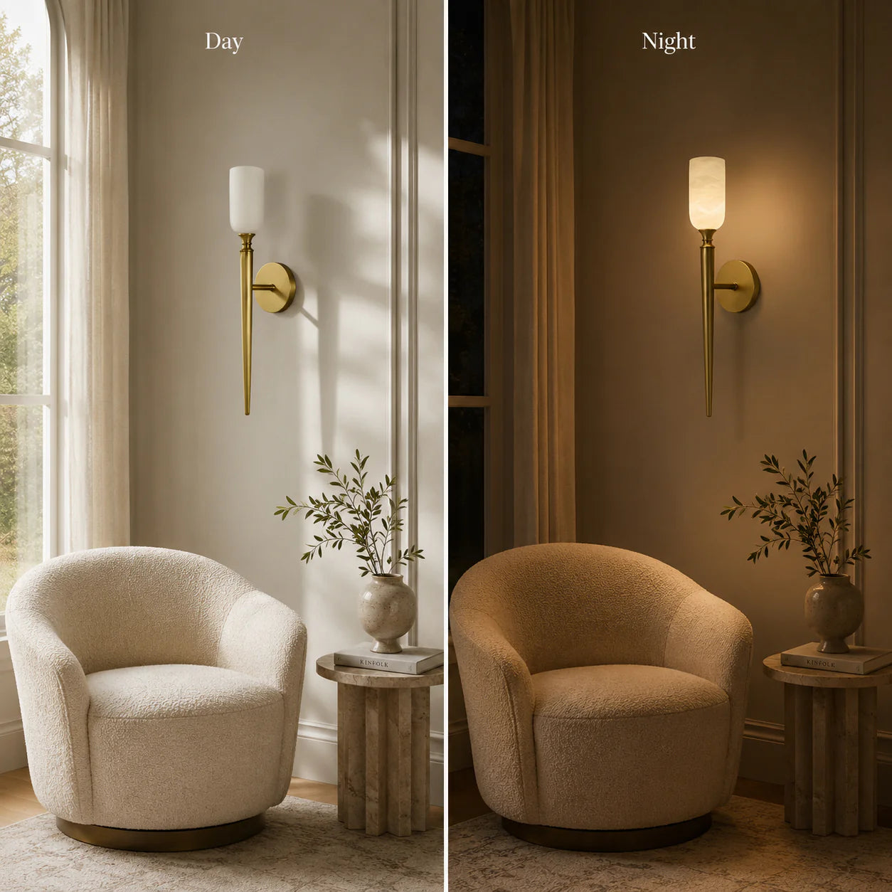 Royelux Natural Alabaster Wall Sconce - Modern Brass Lighting for Elegant Interiors