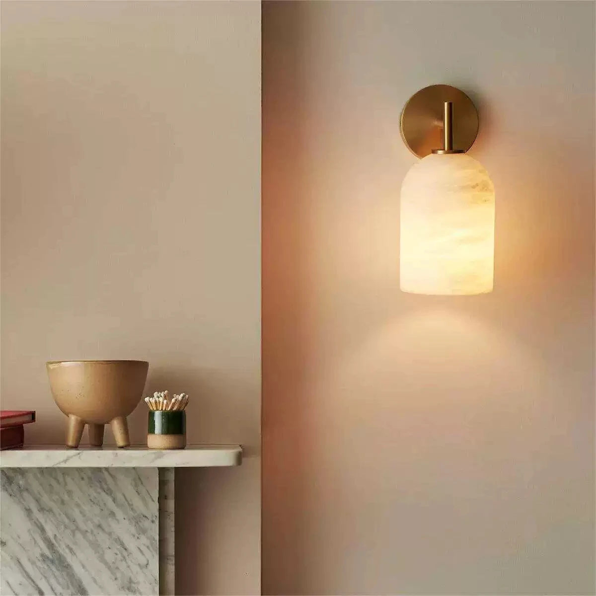 Alma Marble and Brass Wall Lamp 1
