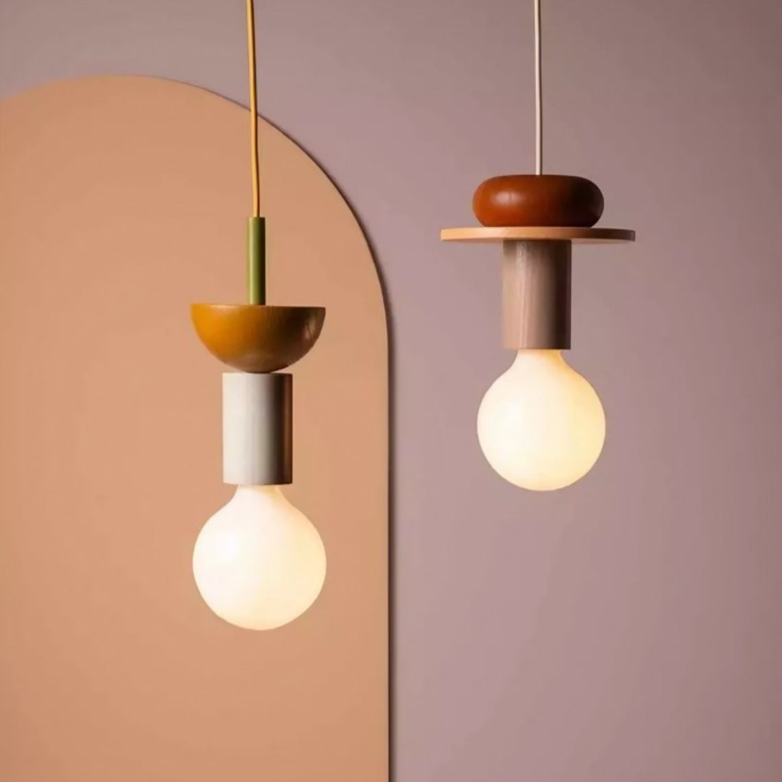 Alvar Multicolor Geometric Wood Pendant Light 2