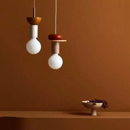 Alvar Multicolor Geometric Wood Pendant Light 5