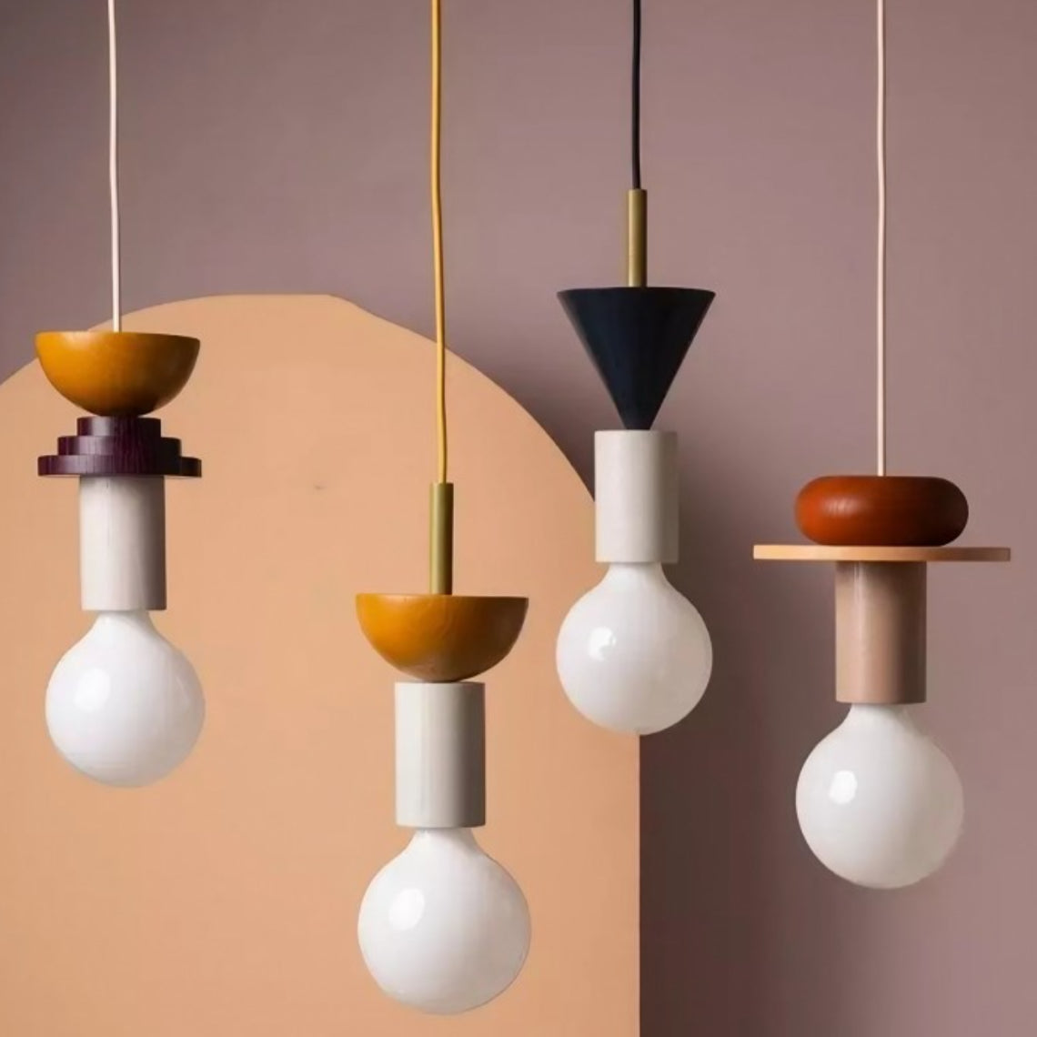 Alvar Multicolor Geometric Wood Pendant Light 8