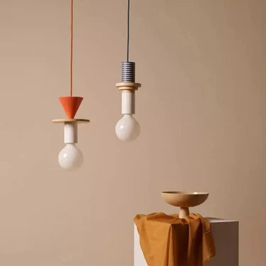 LuxRoyale Modern Wooden Geometric Pendant Light Striped Accent Ceiling Fixture