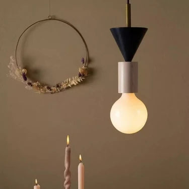 LuxRoyale Modern Wooden Geometric Pendant Light Striped Accent Ceiling Fixture