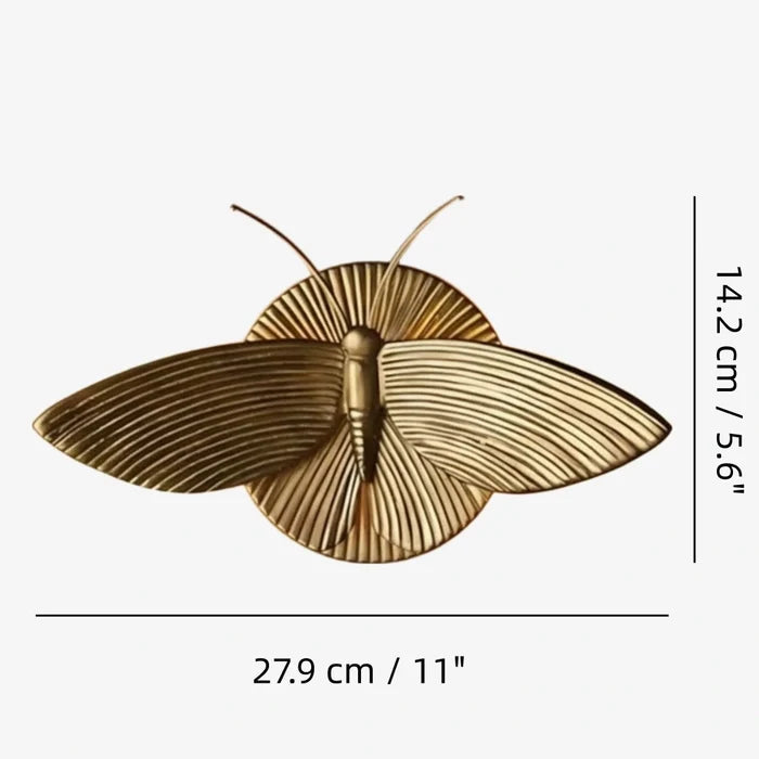 RoyaleGlow Art Deco Moth Wall Sconce - Gold Resin Vintage Accent Light
