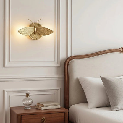 RoyaleGlow Art Deco Moth Wall Sconce - Gold Resin Vintage Accent Light