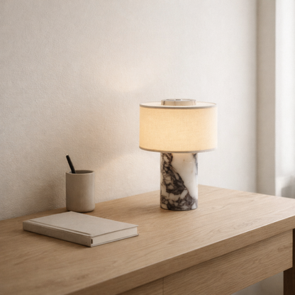 Amalfi Portable Table Lamp in Stone and Linen 1