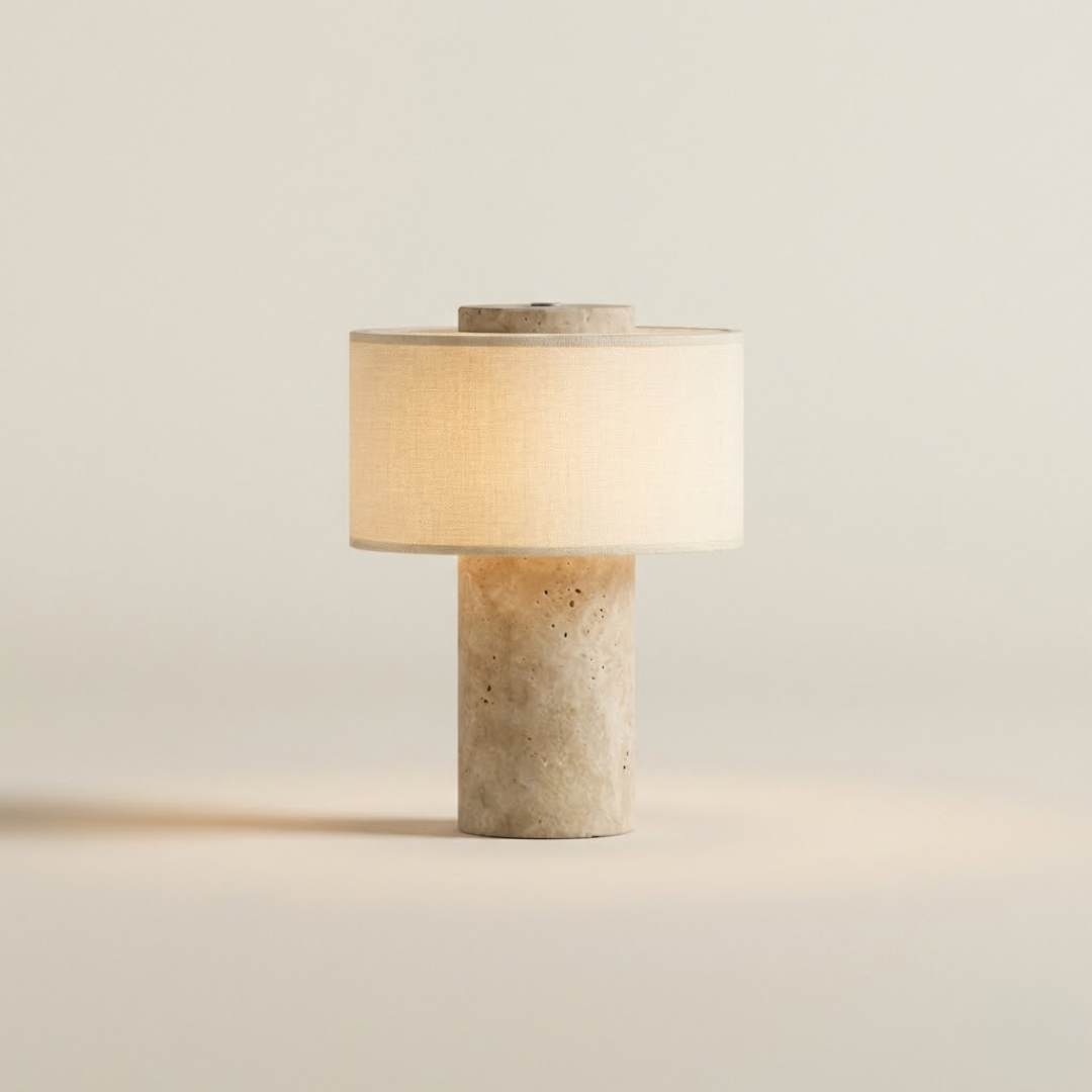 Amalfi Portable Table Lamp in Stone and Linen 10