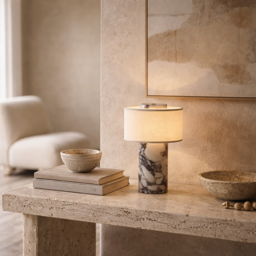 Amalfi Portable Table Lamp in Stone and Linen 2