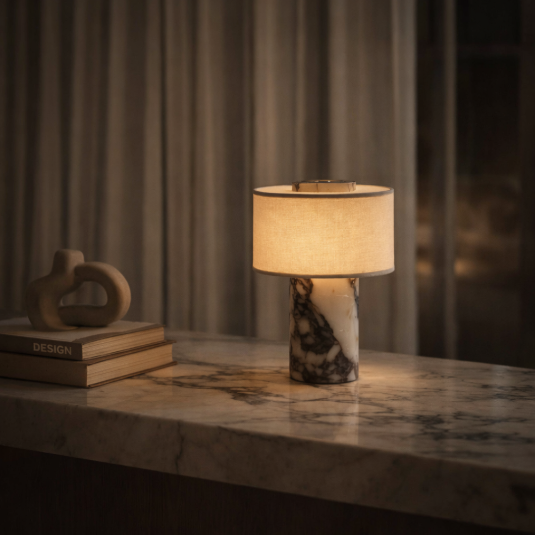 Amalfi Portable Table Lamp in Stone and Linen 3