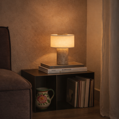 Amalfi Portable Table Lamp in Stone and Linen 4