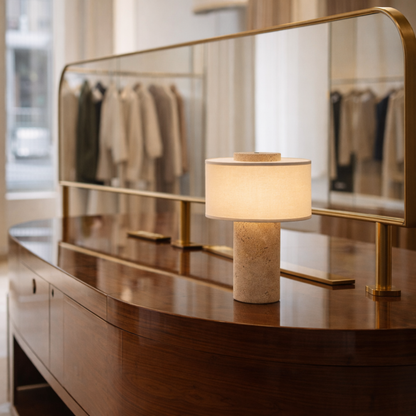 Amalfi Portable Table Lamp in Stone and Linen 8