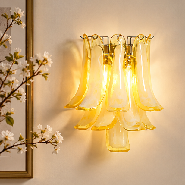 LuxRoyale Murano Glass Petal Wall Sconce