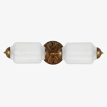 RoyaleGlow Vintage Brass Double Wall Sconce with Frosted Glass Shades-Royale Basic