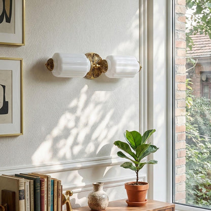 RoyaleGlow Vintage Brass Double Wall Sconce with Frosted Glass Shades-Royale Basic