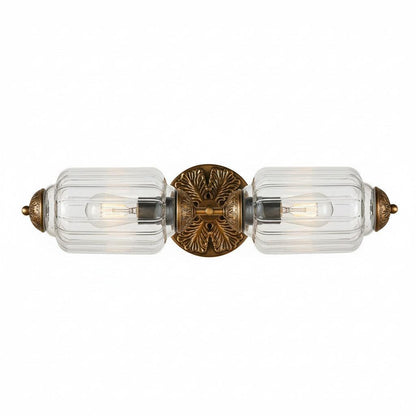 RoyaleGlow Vintage Brass Double Wall Sconce with Frosted Glass Shades-Royale Basic