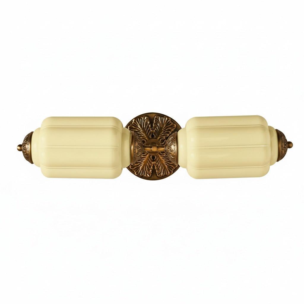 RoyaleGlow Vintage Brass Double Wall Sconce with Frosted Glass Shades-Royale Basic