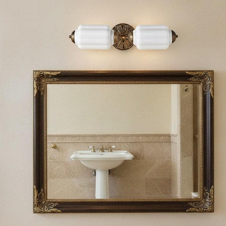RoyaleGlow Vintage Brass Double Wall Sconce with Frosted Glass Shades-Royale Basic