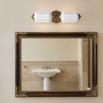RoyaleGlow Vintage Brass Double Wall Sconce with Frosted Glass Shades-Royale Basic