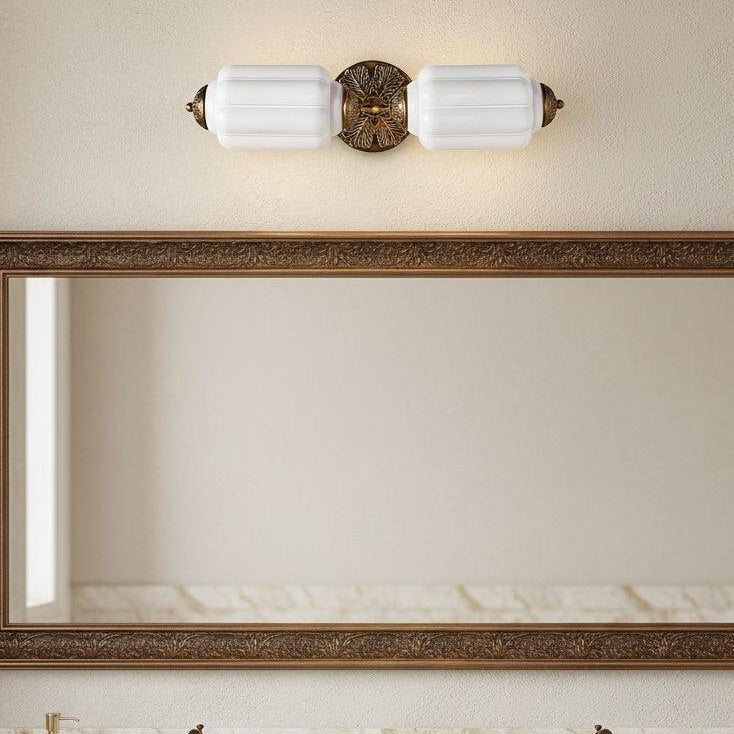 RoyaleGlow Vintage Brass Double Wall Sconce with Frosted Glass Shades-Royale Basic