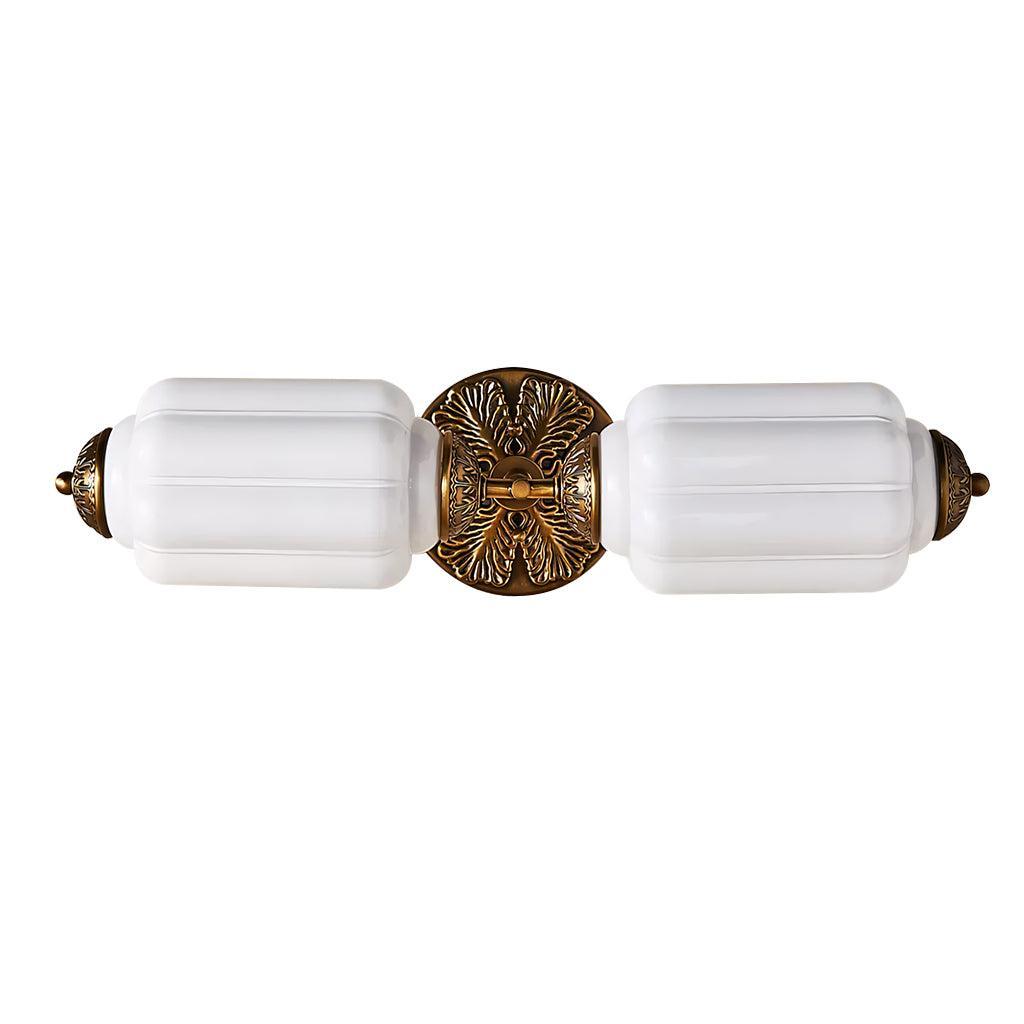 RoyaleGlow Vintage Brass Double Wall Sconce with Frosted Glass Shades-Royale Basic
