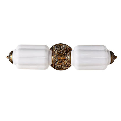 RoyaleGlow Vintage Brass Double Wall Sconce with Frosted Glass Shades-Royale Basic