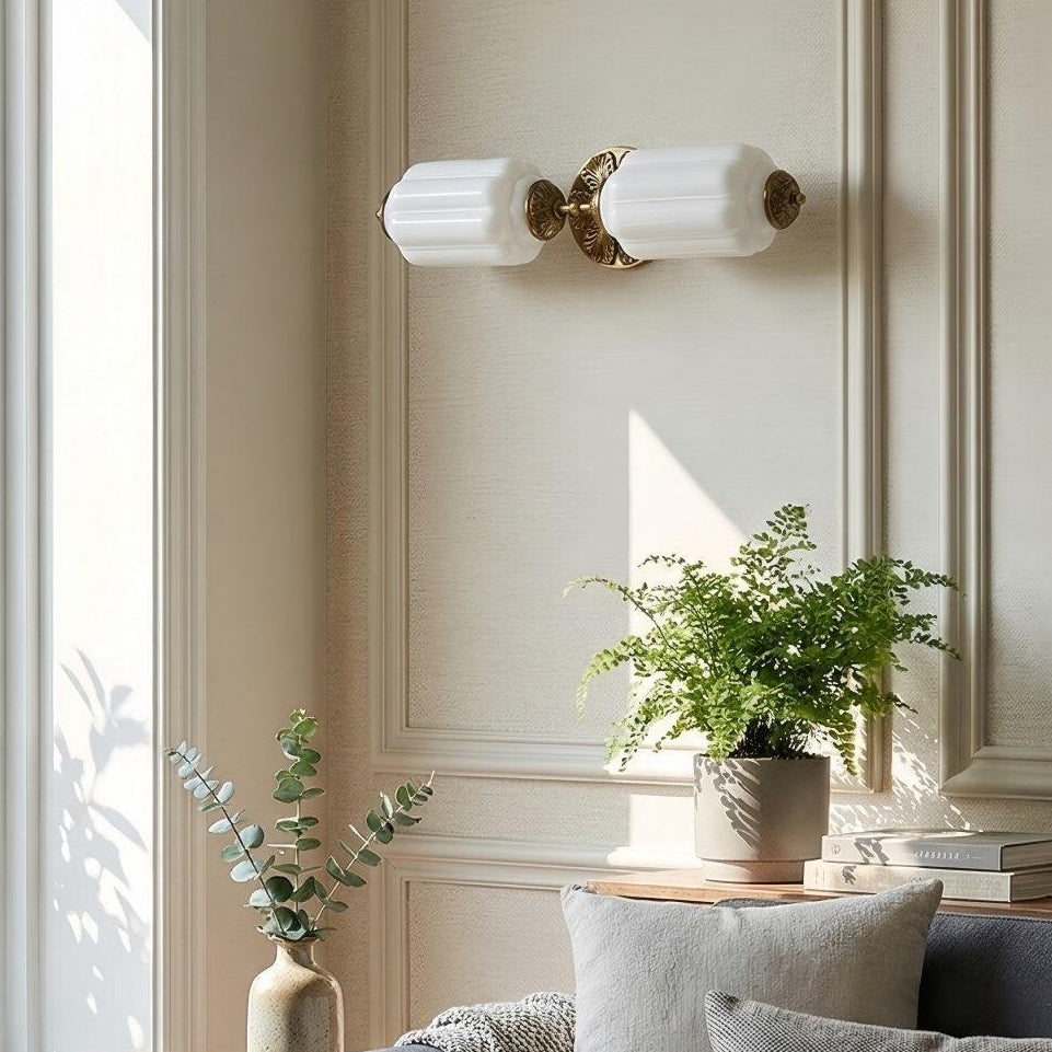 RoyaleGlow Vintage Brass Double Wall Sconce with Frosted Glass Shades-Royale Basic