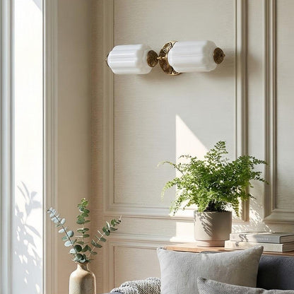 RoyaleGlow Vintage Brass Double Wall Sconce with Frosted Glass Shades-Royale Basic