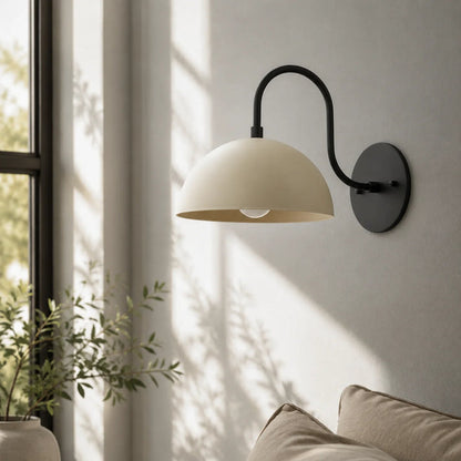 RoyaleGlow Mid-Century Antique Brass Wall Sconce with Dome Shade