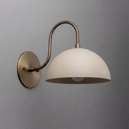 Antique Brass Arm Dome Shade Wall Sconce 0