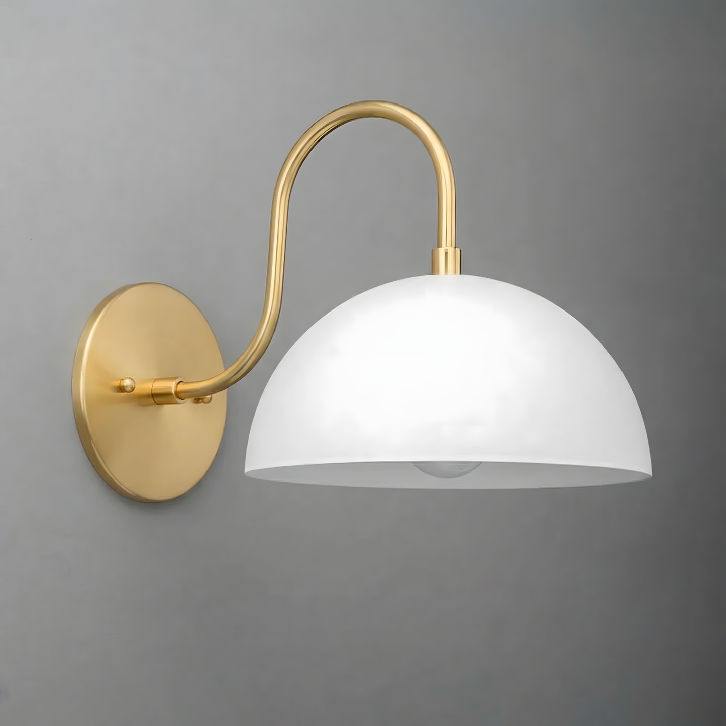 Antique Brass Arm Dome Shade Wall Sconce 10
