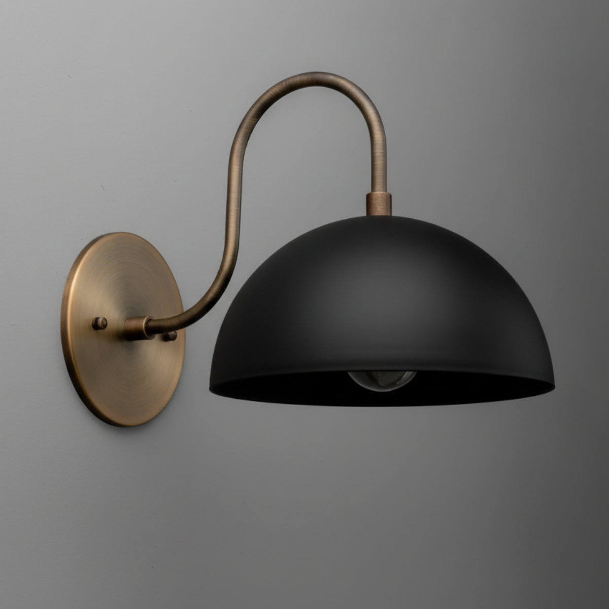 Antique Brass Arm Dome Shade Wall Sconce 11