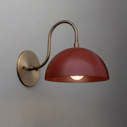 Antique Brass Arm Dome Shade Wall Sconce 12