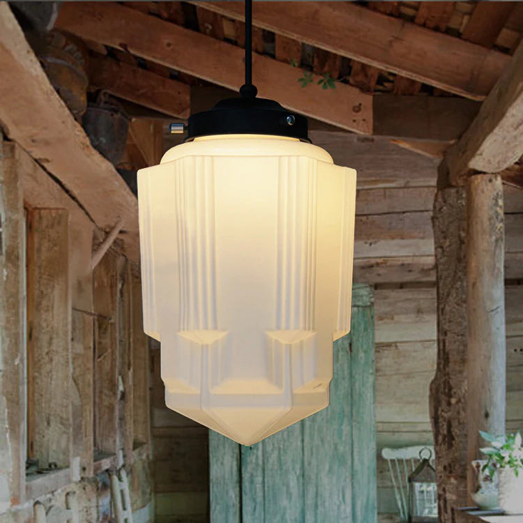 Antique Milky White Glass Classic Pendant Light 0