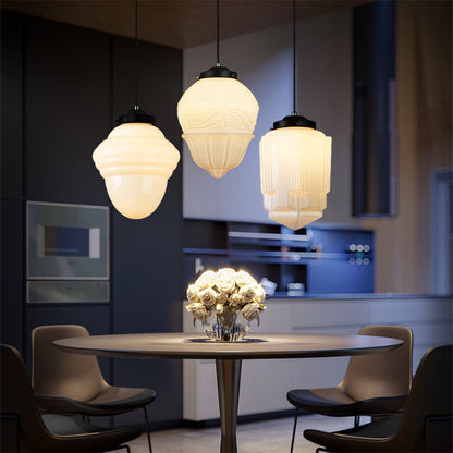 Antique Milky White Glass Classic Pendant Light 1