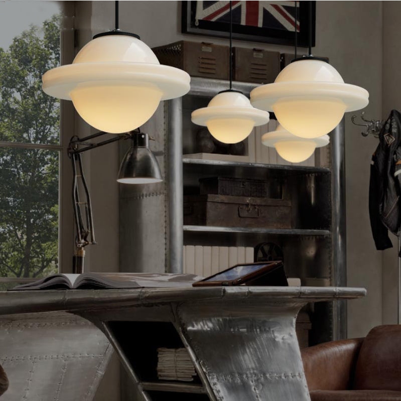 Antique Milky White Glass Classic Pendant Light 11