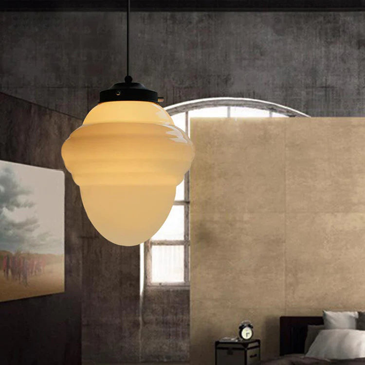 Antique Milky White Glass Classic Pendant Light 12