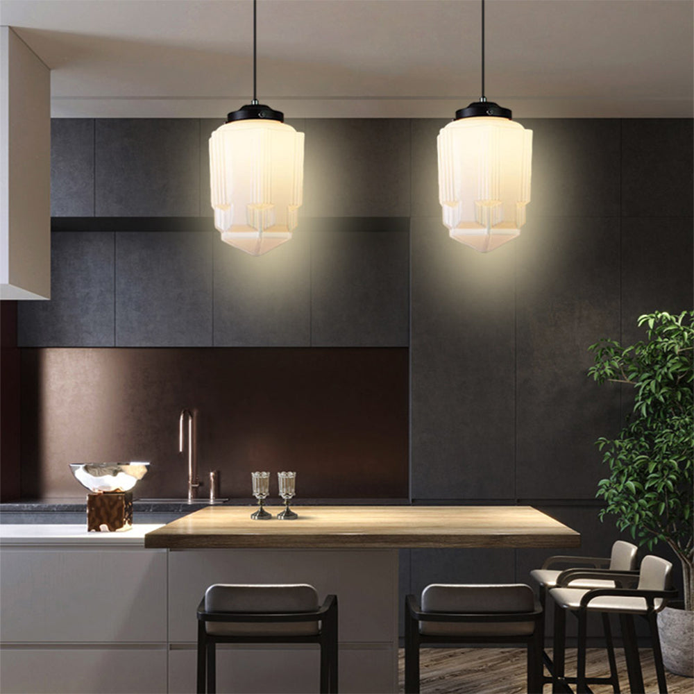 Antique Milky White Glass Classic Pendant Light 4