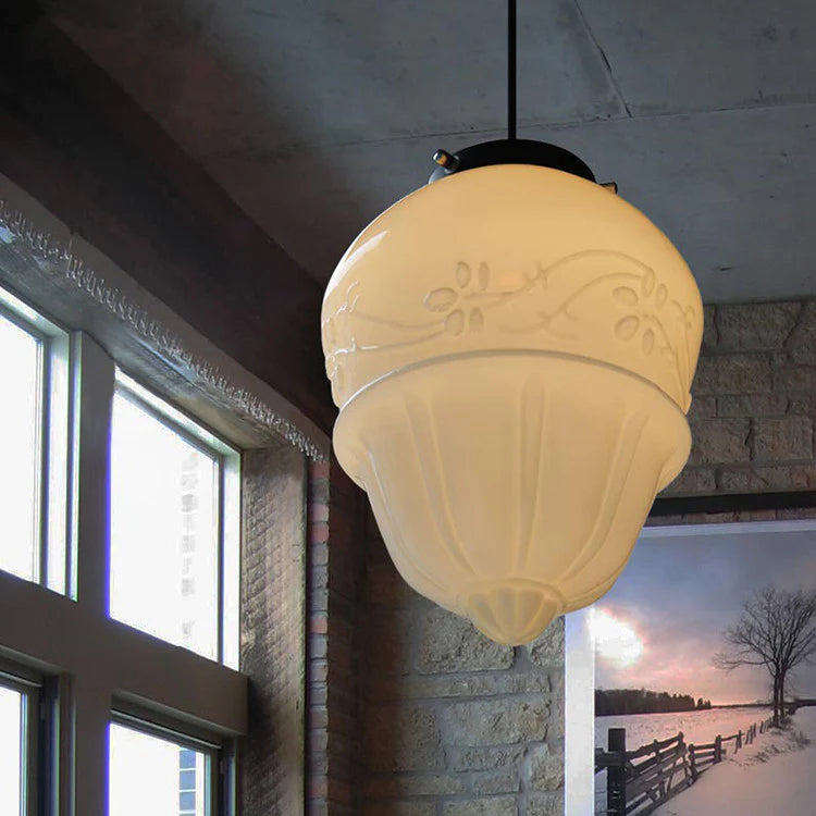 Antique Milky White Glass Classic Pendant Light 7