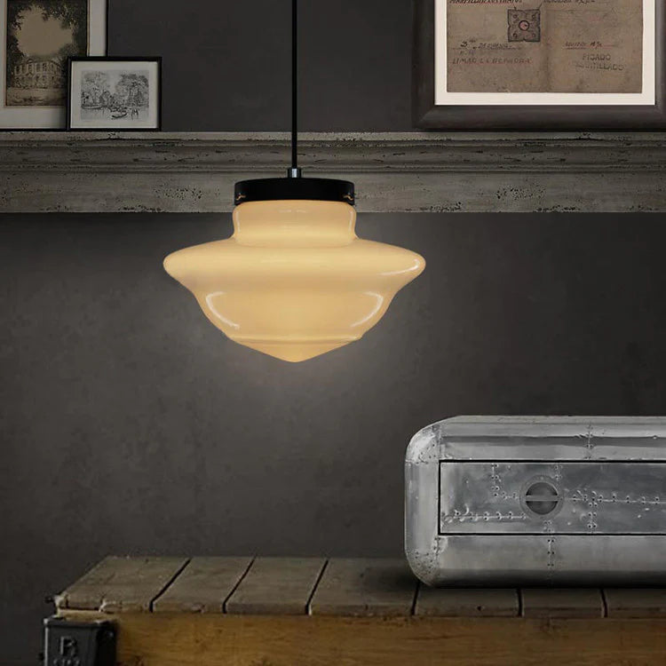 Antique Milky White Glass Classic Pendant Light 9