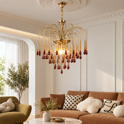 Antizer French Retro Water Drop Glass Chandelier