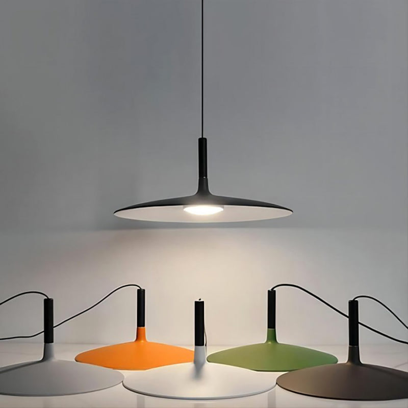 LuxRoyale Flat LED Pendant Light-Modern Disk Industrial Hanging Lamp